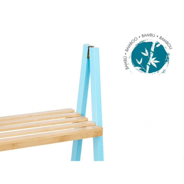Raft de Baie Albastru Natural Bambus lemn de pin 40,3 x 81,5 x 30 cm
