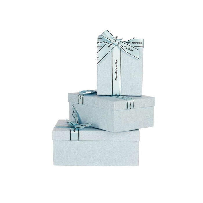 Set de Cutii Decorative Albastru Carton Fundă 3 Piese