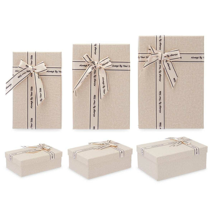 Set de Cutii Decorative Bej Carton Fundă 3 Piese