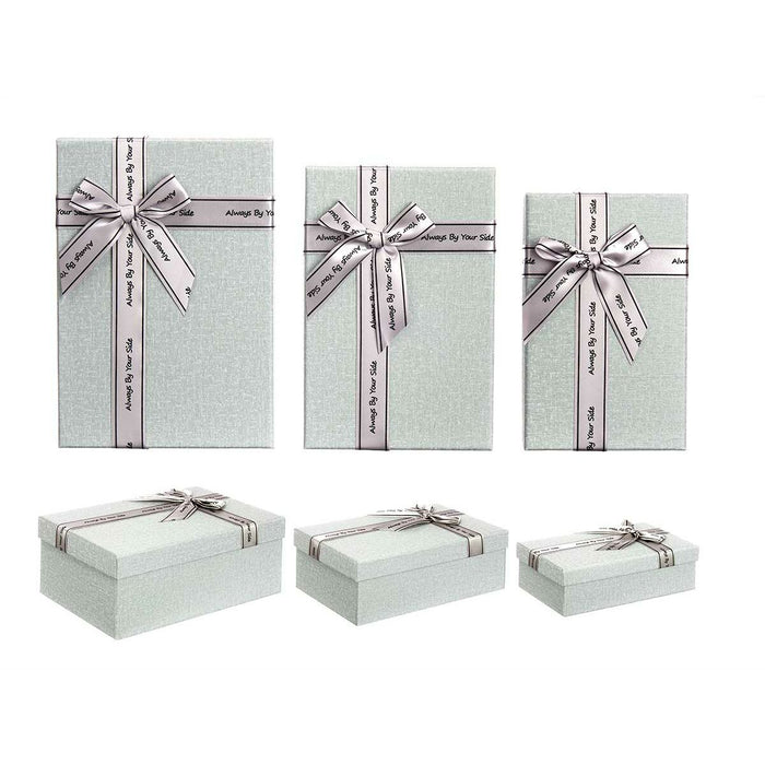 Set de Cutii Decorative Gri închis Carton Fundă 3 Piese