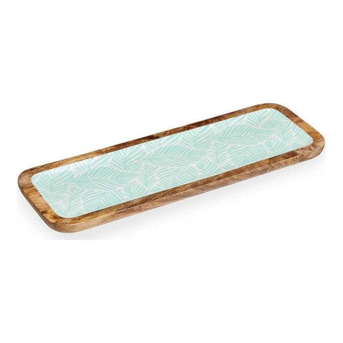 Decorațiune pentru Centrul Mesei Frunza a unei plante 45 x 15 cm Alb Maro Verde Rășină Lemn de mango