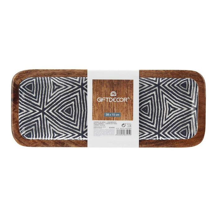 Decorațiune pentru Centrul Mesei Etnic Negru Maro Alb (38 x 15 cm)