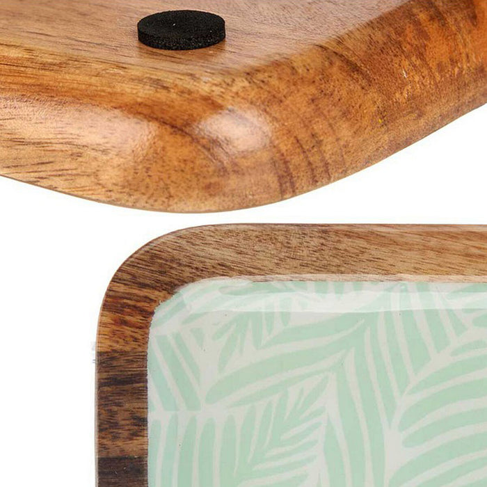 Decorațiune pentru Centrul Mesei Frunza a unei plante 25 x 25 cm Alb Maro Verde Rășină Lemn de mango