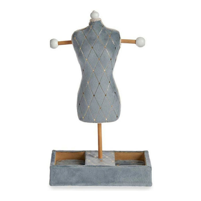 Suport de Bijuterii cu Picior Gri Romb Lemn