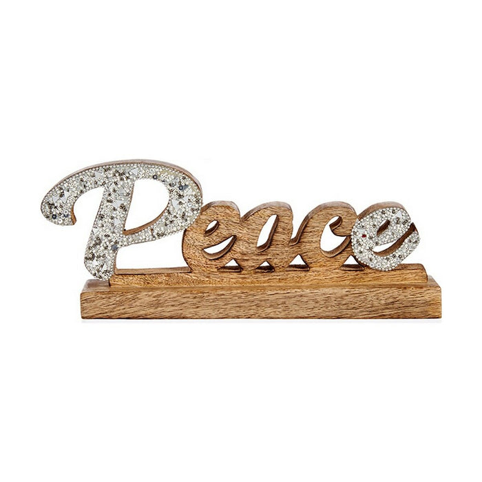 Figură Decorativă Peace Purpurină 6 x 13 x 31 cm Argintiu Lemn