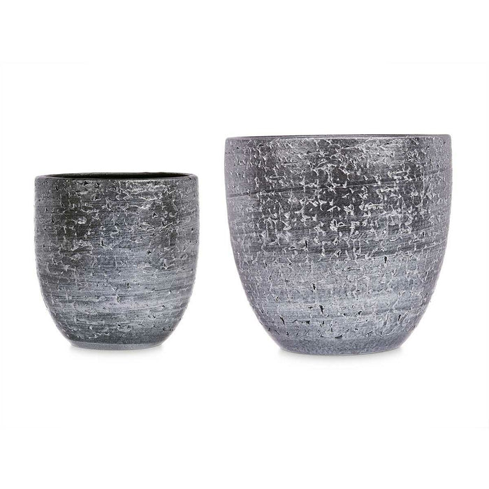 Set de ghivece Ø 20 cm Ø 25 cm 2 Piese Gri Argintiu Ceramică