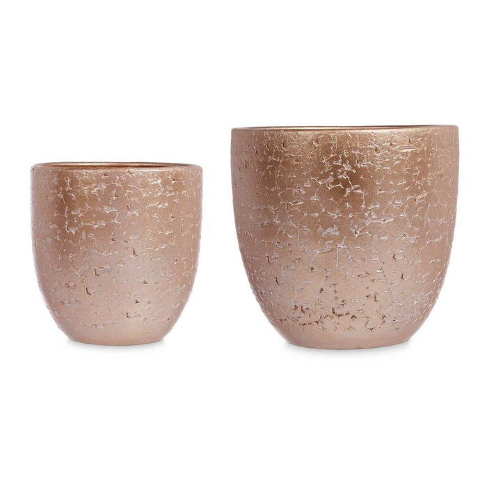Set de ghivece Ø 20 cm Ø 25 cm 2 Piese Perlă Auriu* Ceramică