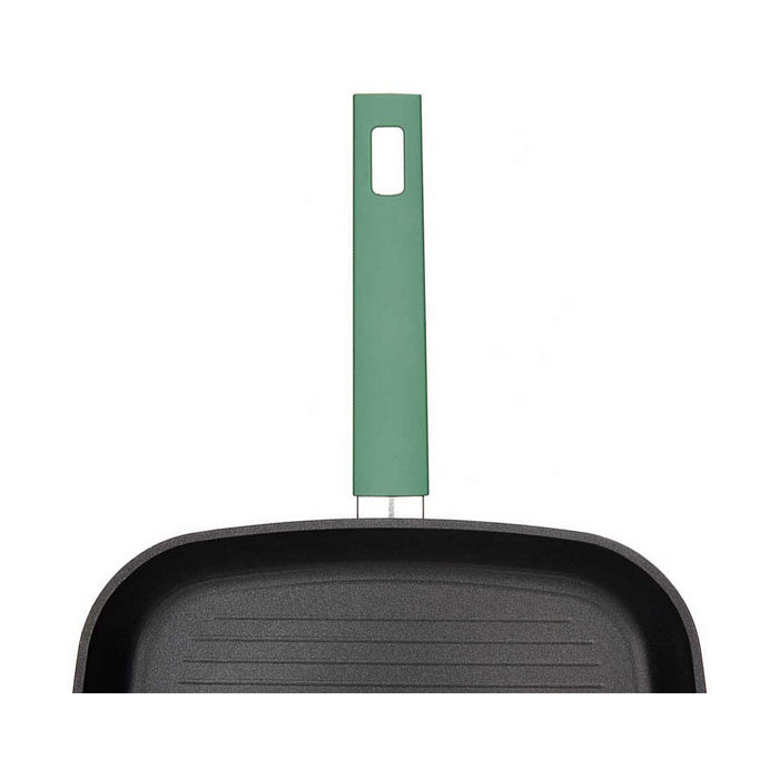 Tigaie Grill cu Striații Negru Verde 28 x 28 cm Aluminiu