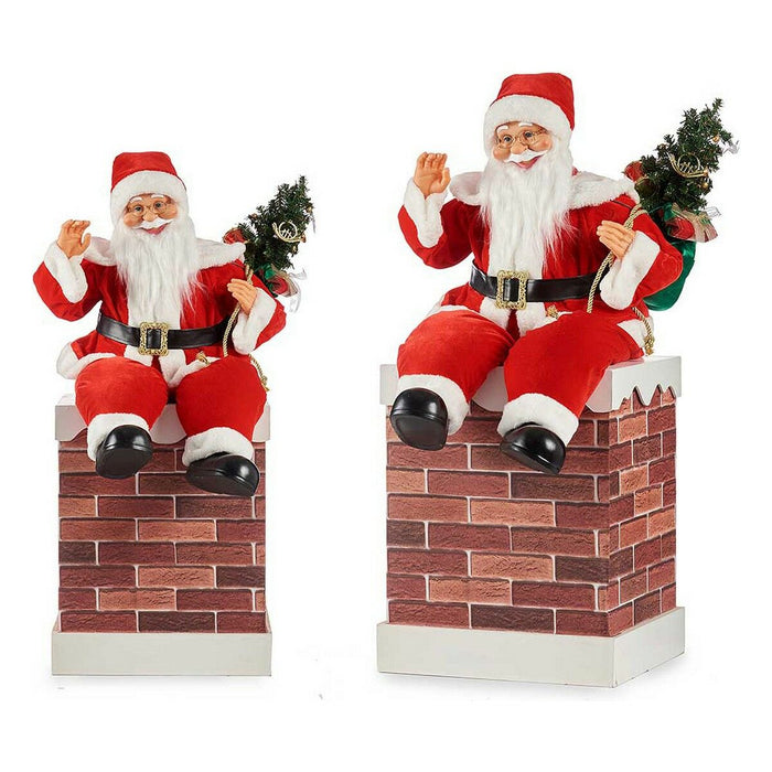 Moș Crăciun Şemineu Alb Maro Roșu Lemn Plastic 100 x 40 x 35 cm