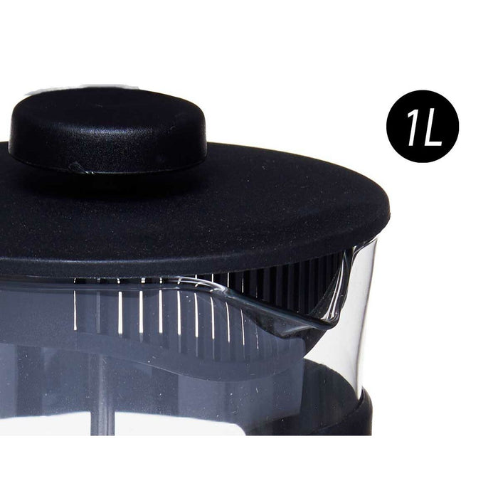 Ceainic Negru Transparent 1 L Piston