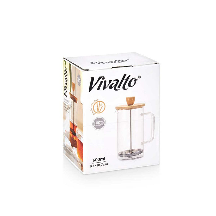 Ceainic 600 ml Natural Bambus Sticlă borosilicată