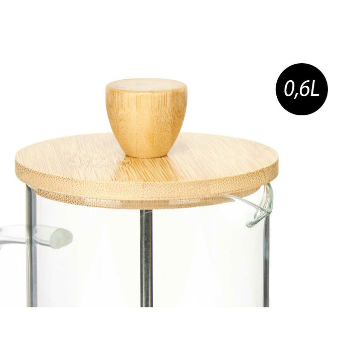 Ceainic 600 ml Natural Bambus Sticlă borosilicată