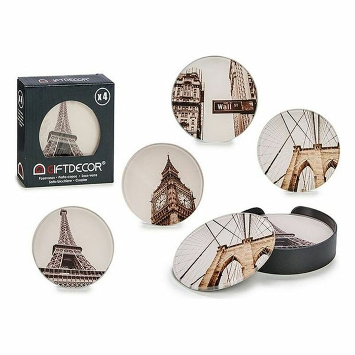 Suport pentru pahare Geam (4 uds) (Ø 10 cm)