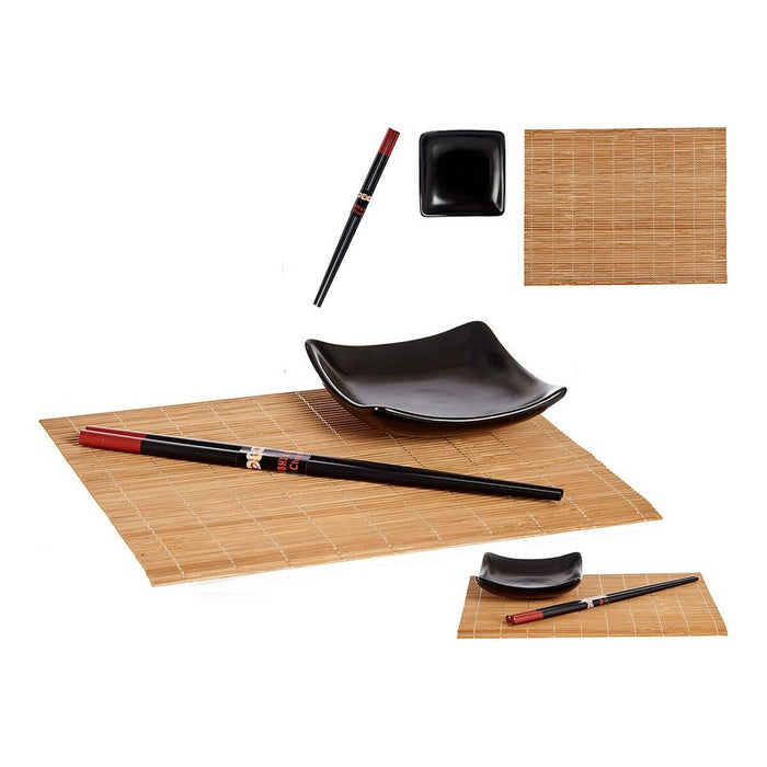 Set de Sushi Negru Maro Ceramică Bambus (6 pcs)