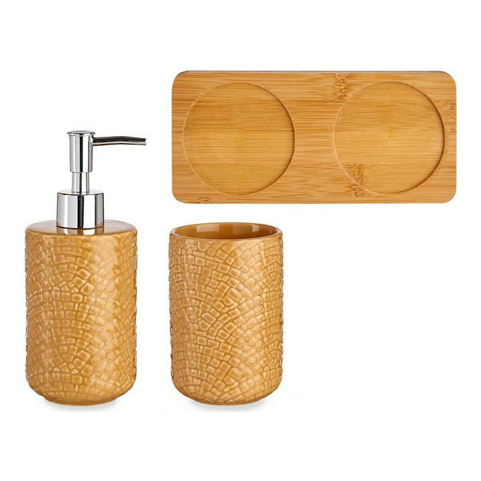 Set de Baie čtverce Ceramică Bambus Cămilă (3 pcs)