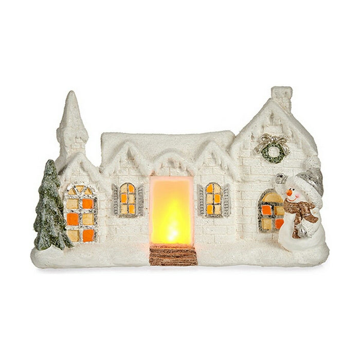 Figură Decorativă Crăciun Lumină LED Casă Alb Polirășină 13 x 26,5 x 43 cm