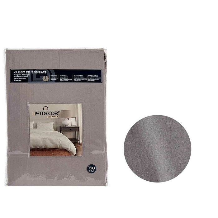 Set de foi Gri închis Pat 150 3 Piese