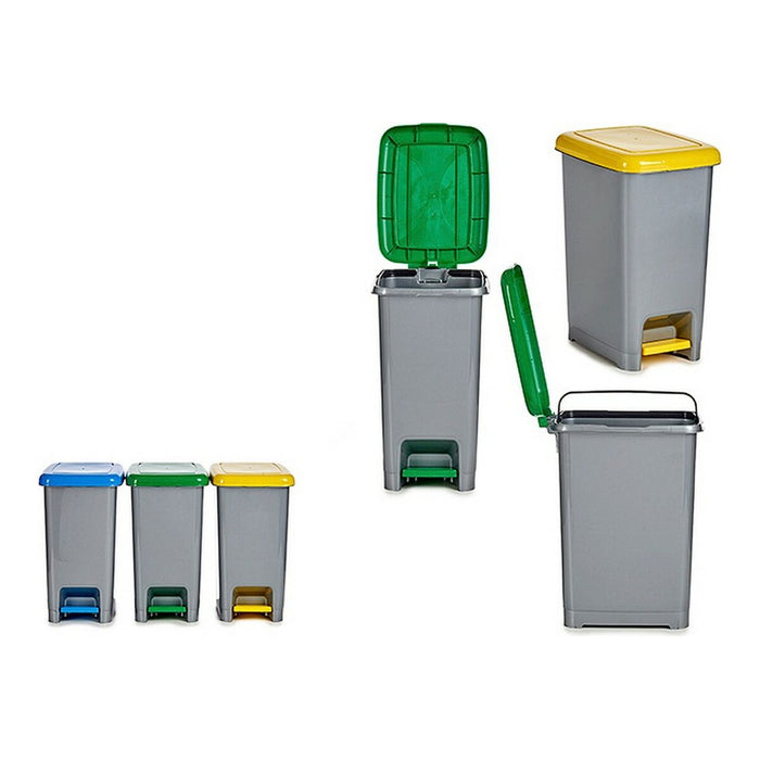 Coș de gunoi pentru hârtie cu pedală Recycling Plastic (3 Piese)
