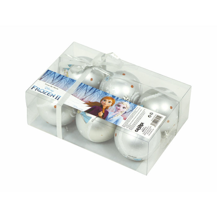 Glob de Crăciun Frozen Memories Argintiu 6 Unități Plastic (Ø 8 cm)