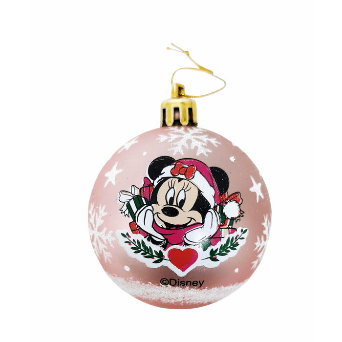 Glob de Crăciun Minnie Mouse Lucky 6 Unități Roz Plastic (Ø 8 cm)