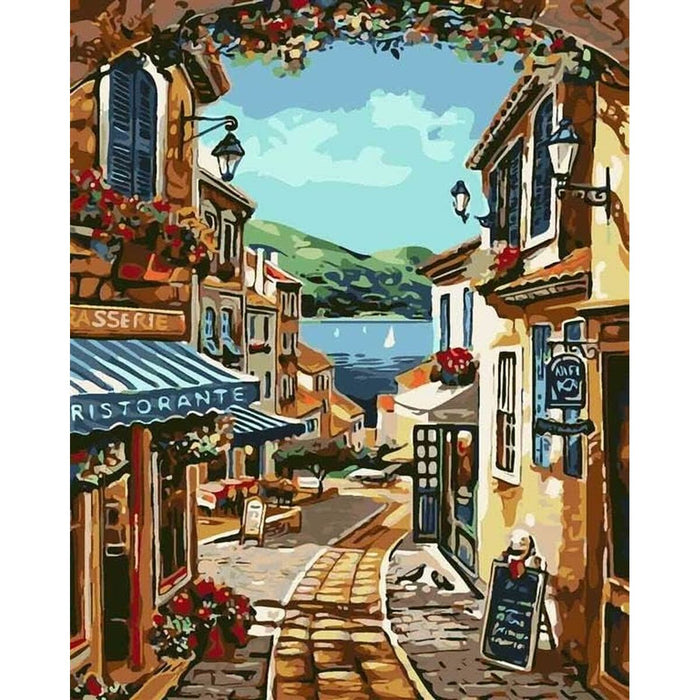 Set de pictură pe numere Alex Bog Descent to Lake di Iseo 40 x 50 cm
