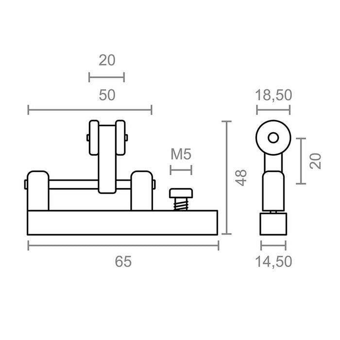 Scripete pentru pergolă Micel TLD21 Nailon 65 x 18,5 x 48 mm Glisieră Alb