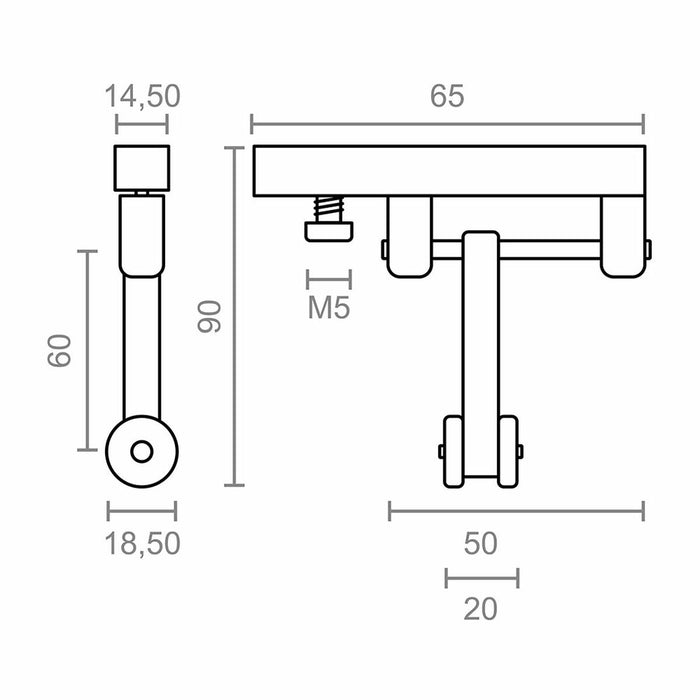 Scripete pentru pergolă Micel TLD21 Nailon 65 x 18,5 x 90 mm Glisieră Alb