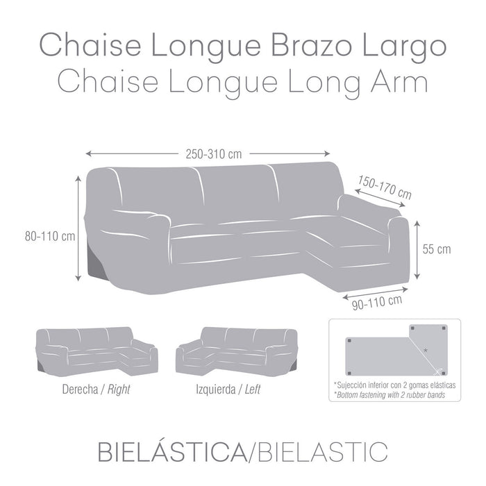 Husă de șezlong cu braț lung drept Eysa BRONX Gri închis 170 x 110 x 310 cm
