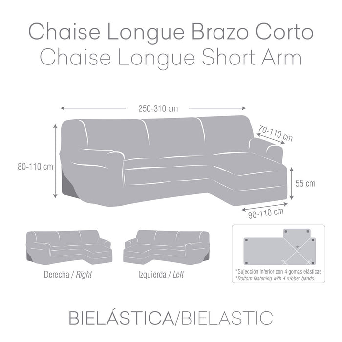 Husă de șezlong cu braț scurt stâng Eysa BRONX Acvamarin 110 x 110 x 310 cm
