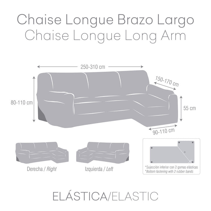 Husă de șezlong cu braț lung stâng Eysa TROYA Maro Deschis 170 x 110 x 310 cm