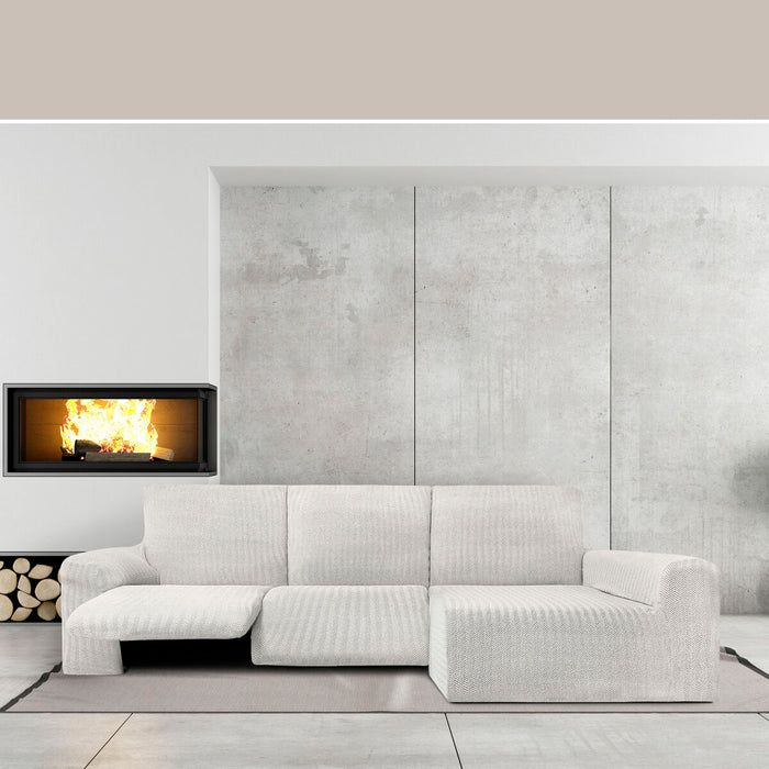 Husă de șezlong cu braț lung drept Eysa JAZ Alb 180 x 120 x 360 cm