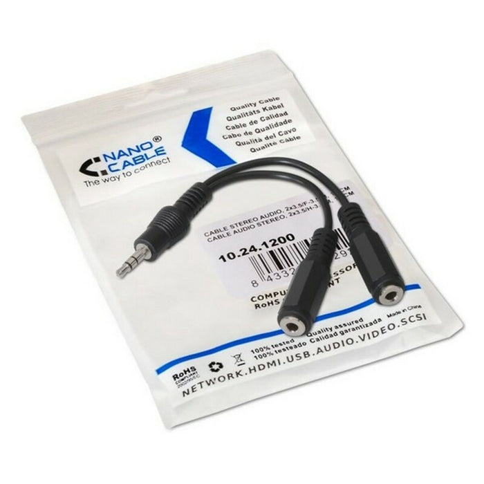 Cablu Audio Jack (3,5 mm) Divizor NANOCABLE 15 cm Negru 15 cm