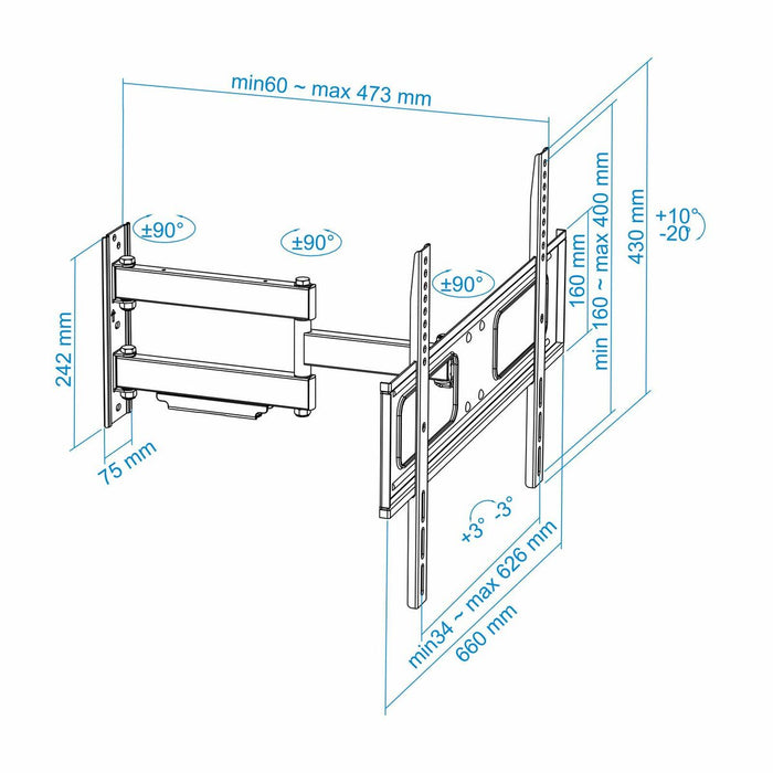 Suport TV cu Braț TooQ LP6070TN-B 37"-70"