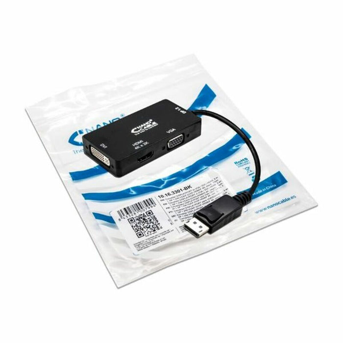 Adaptor DisplayPort la VGA/DVI/HDMI 3 en 1 NANOCABLE 10.16.3301-BK