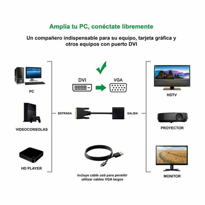 Adaptor DVI la VGA NANOCABLE 10.16.2008-BK Negru