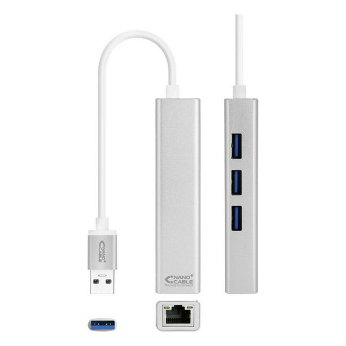 Convertor USB 3.0 pentru Gigabit Ethernet NANOCABLE 10.03.0403 Argintiu