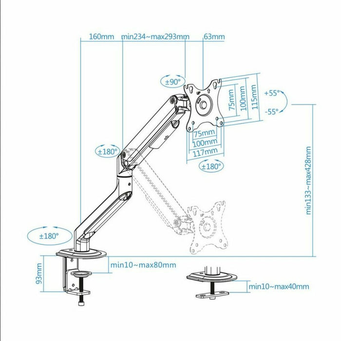 Suport de Masă pentru Ecran TooQ DB4032TNR-G 17"-32"
