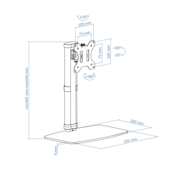 Suport de Masă pentru Ecran TooQ DB1127TN-W 17"-27"