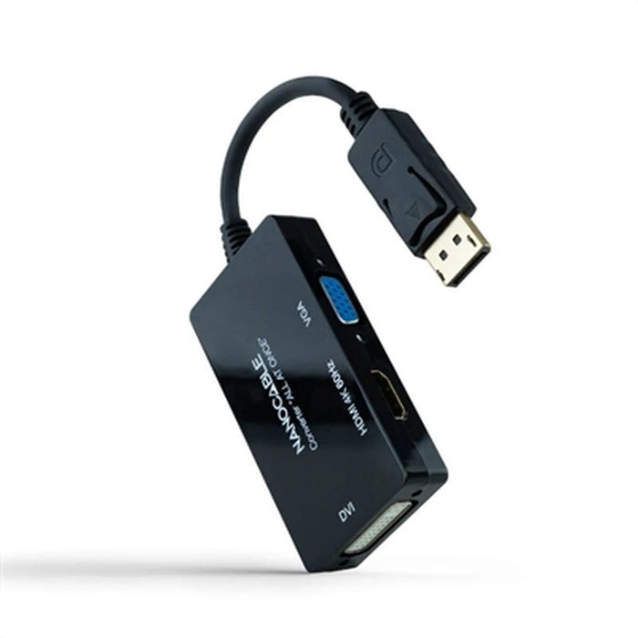 Adaptor DisplayPort la VGA/DVI/HDMI NANOCABLE 10.16.3301-ALL Negru 20 cm