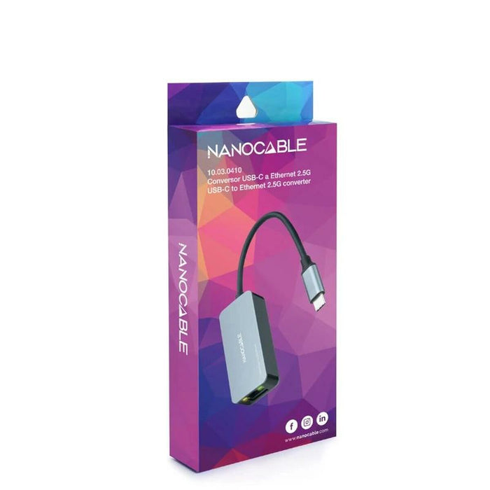 Adaptor USB C la Rețea RJ45 NANOCABLE 10.03.0410 Gri