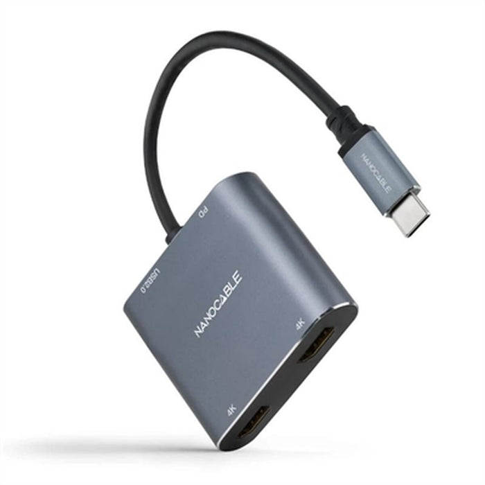 Adaptor USB C la HDMI NANOCABLE 10.16.4305 4K Ultra HD Gri 15 cm