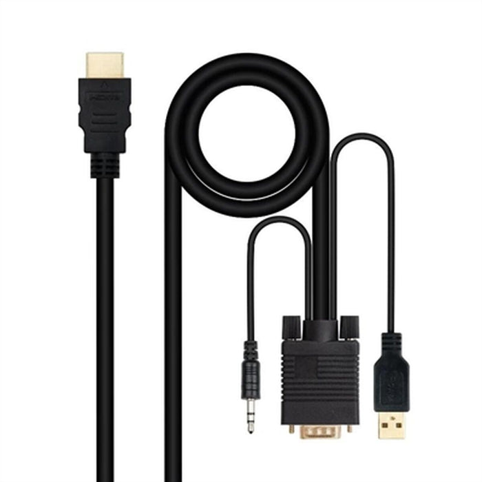Adaptor HDMI la VGA cu Audio NANOCABLE 10.15.4350 1,8 m Negru
