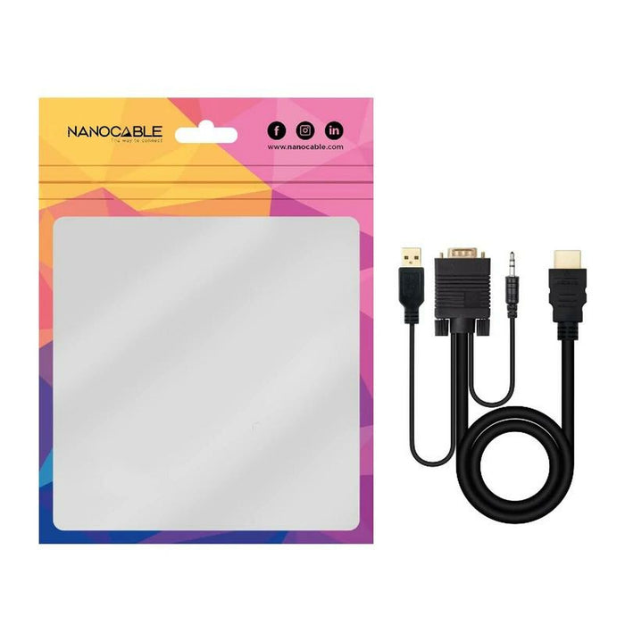 Adaptor HDMI la VGA cu Audio NANOCABLE 10.15.4350 1,8 m Negru