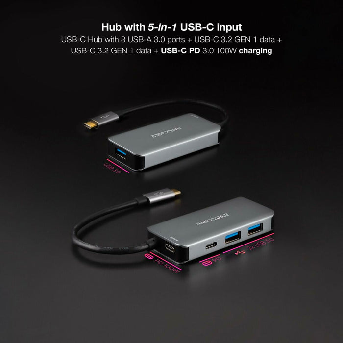 Hub USB NANOCABLE 10.16.1005 Gri (1 Unități)