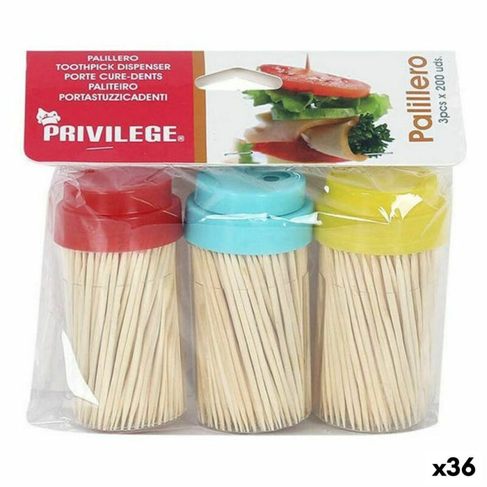 Suport pentru Scobitori Privilege (3 pcs) 14 x 4 x 14 cm (36 Unități)