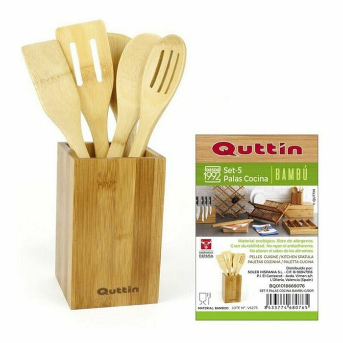 Set de Ustensile pentru Bucătărie Quttin Bambus 5 Piese 10 x 10 x 31,5 cm (8 Unități)
