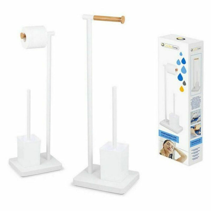 Suport pentru hârtie igienică cu suport pentru perie WC Confortime Bambus 23 x 18 x 69,5 cm (4 Unități)