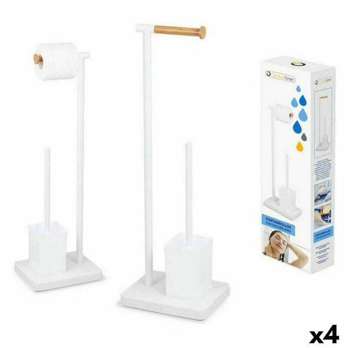Suport pentru hârtie igienică cu suport pentru perie WC Confortime Bambus 23 x 18 x 69,5 cm (4 Unități)
