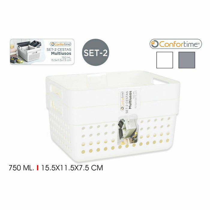 Coș Multifuncțional Confortime 144943 15,5 x 11,5 x 7,5 cm (2 Piese) (36 Unități) (15,5 x 11,5 x 7,5 cm)