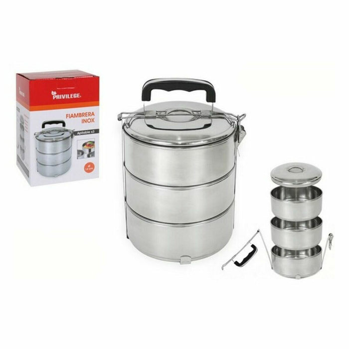 Set de Cutii pentru Prânz Privilege Oțel inoxidabil Stivuibil Oțel 14 cm (6 Unități) (3 pcs)